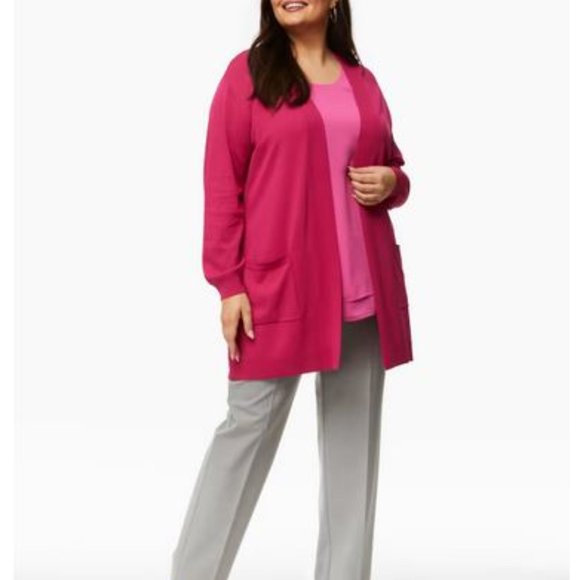 LAURA: Open Front Cardigan - deep pink - Picture 2 of 8